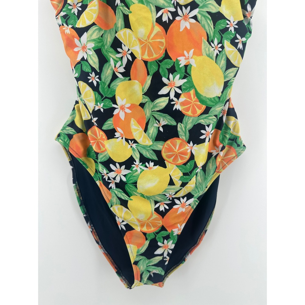 Old Navy Citrus Lemon Orange Print Twist Back One‎ Piece Swimsuit XL Navy Blue - Picture 11 of 13